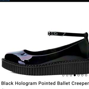 T.U.K. Footwear Black Hologram Pointed Ballet Creeper